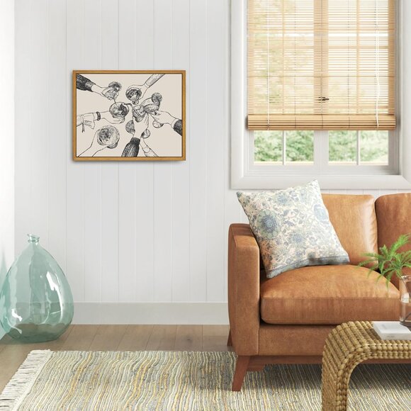 Framed Canvas Wall Art Vintage Print Paintings Cheers Sign Friends Clinking Drin - Picture 4 of 6